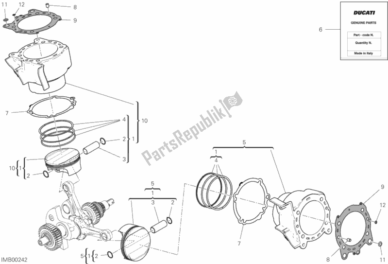 All parts for the Cylinders - Pistons of the Ducati Multistrada 1260 ABS USA 2019